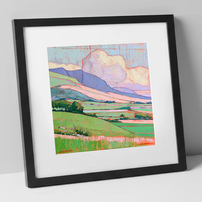Vibrant Fells Under Billowing Cloud lake district fell art print in black frame