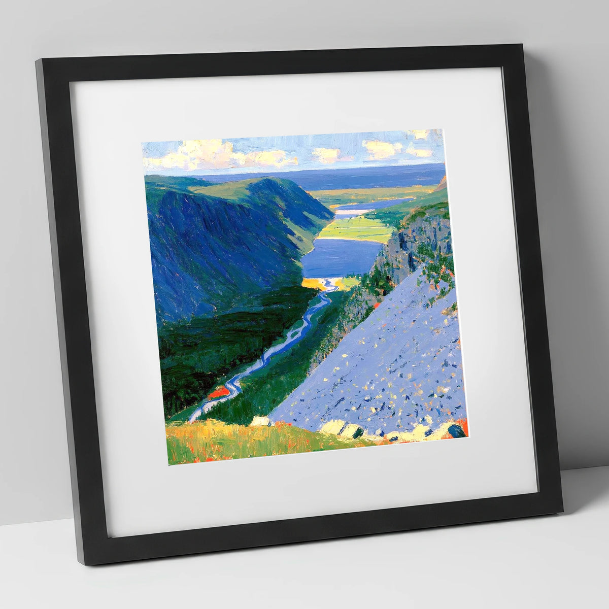 Vibrant Valley from Great Gable lake district fell art print in black frame