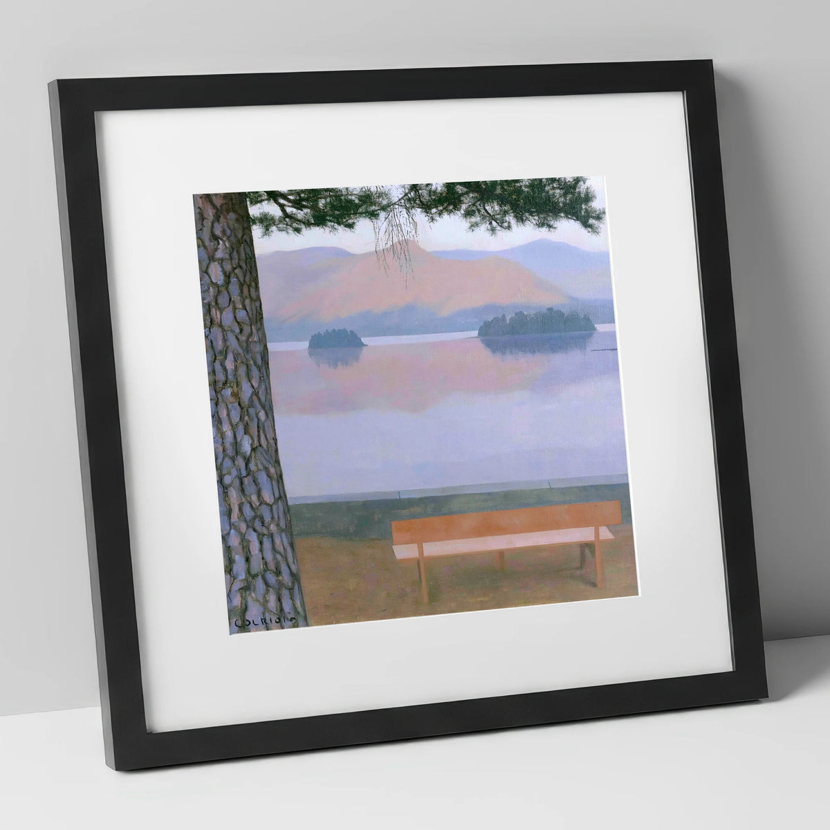 Derwentwater Dusk from Friar's Crag lake district village art print in black frame