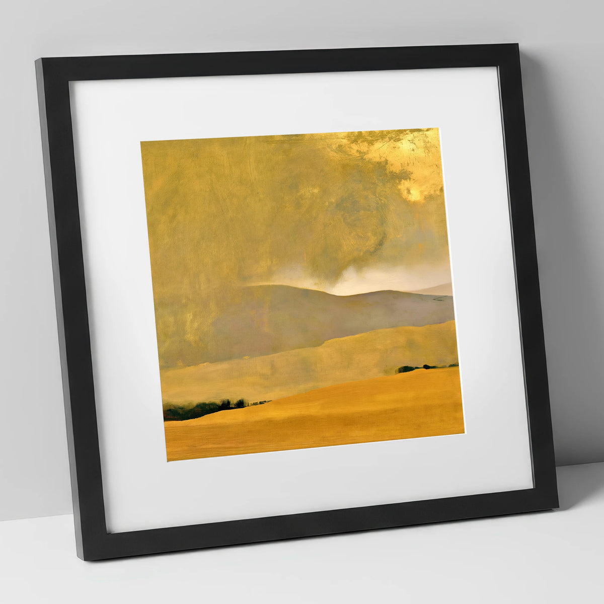 Golden Storm Over Lakeland Fells lake district sky art print in black frame