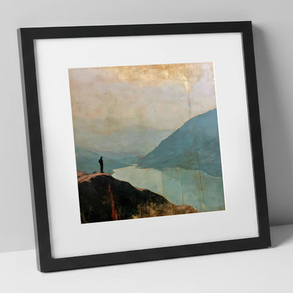Atmospheric Wasdale From Great Gable lake district fell art print in black frame