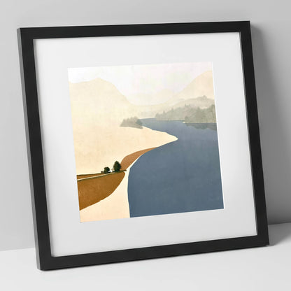 River Derwent Sweeping Shores lake district waterfall art print in black frame