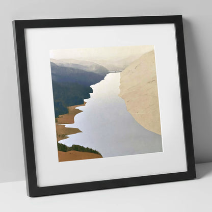 Thirlmere Reservoir and Steep Fells lake district lake art print in black frame