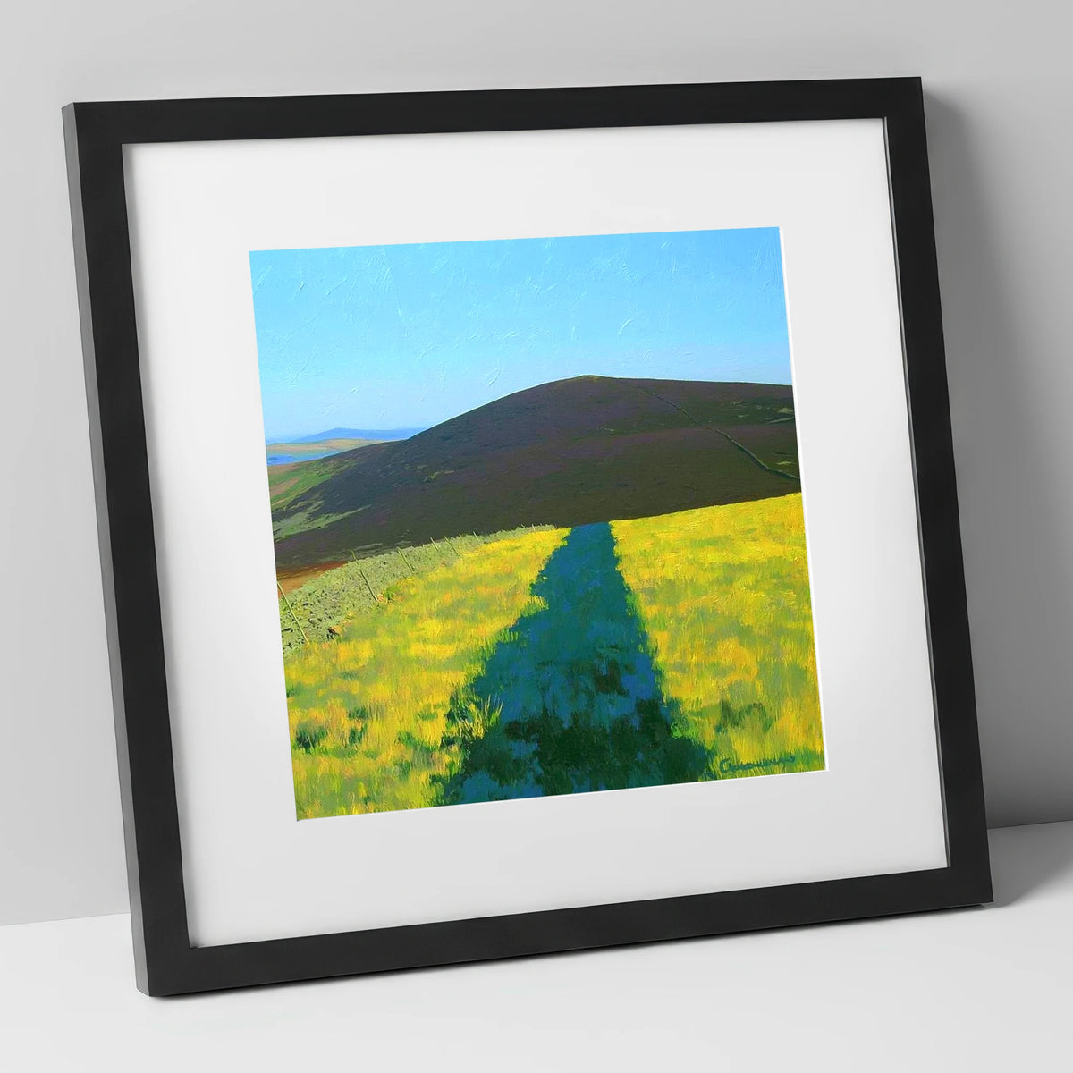 Vibrant Track To Great Calva lake district fell art print in black frame