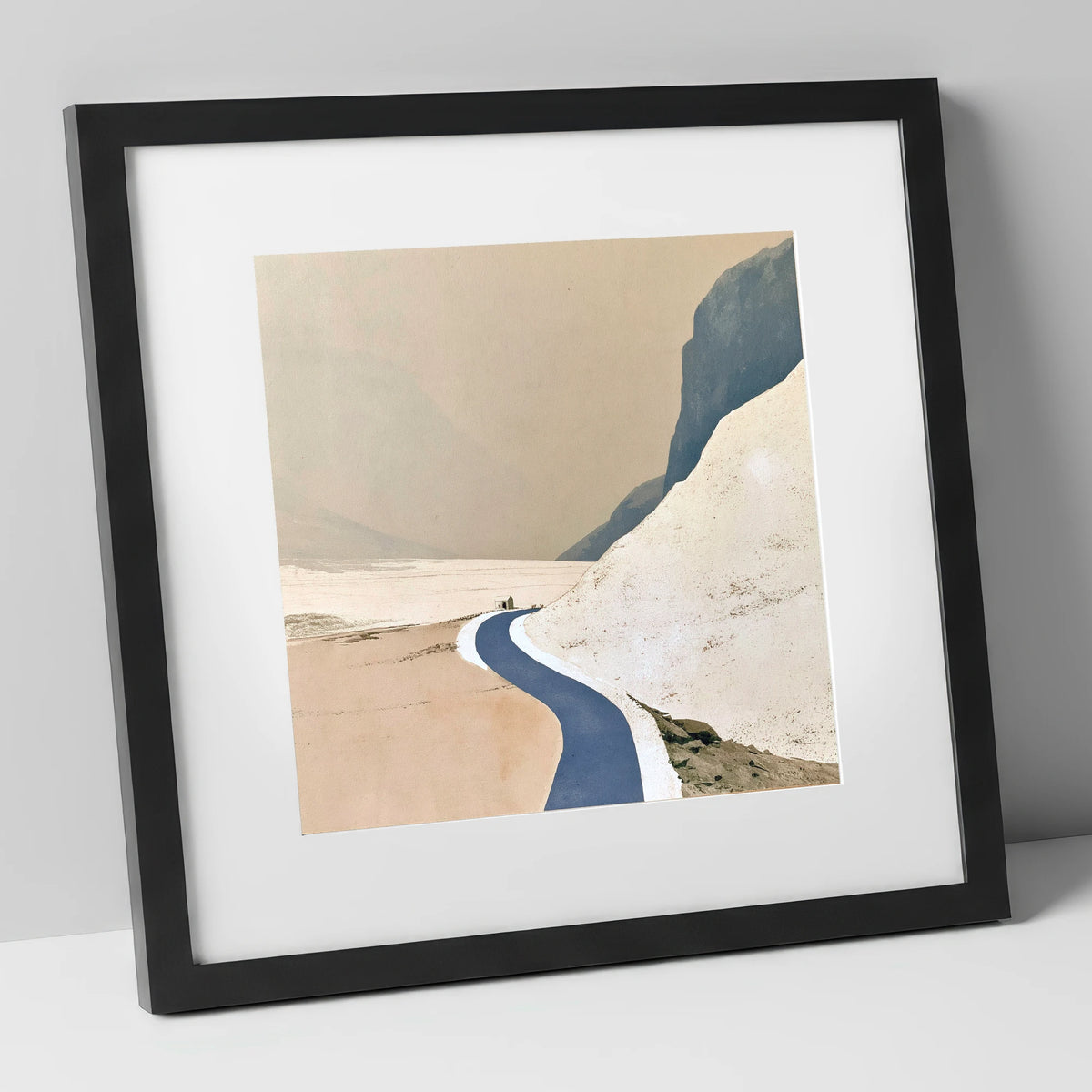 Blue Mountain Road to the Bothy lake district valley art print in black frame