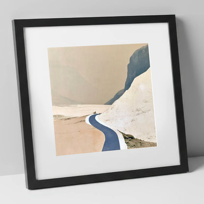 Blue Mountain Road to the Bothy lake district valley art print in black frame