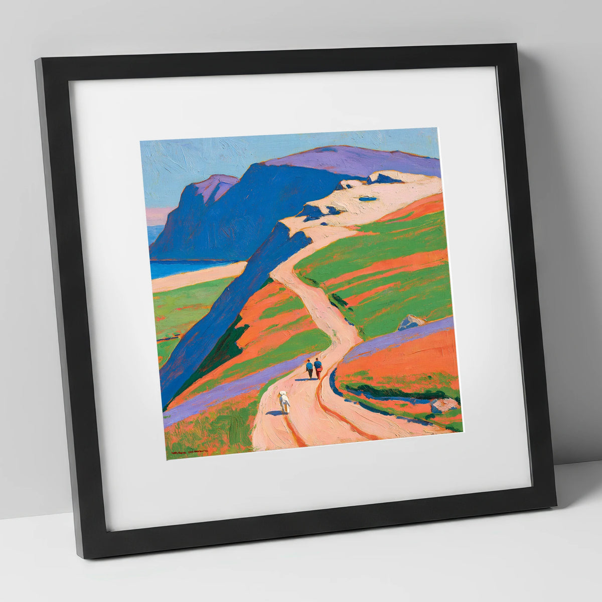 Vibrant Helvellyn Dog Walk gifts for dog walkers art print in black frame