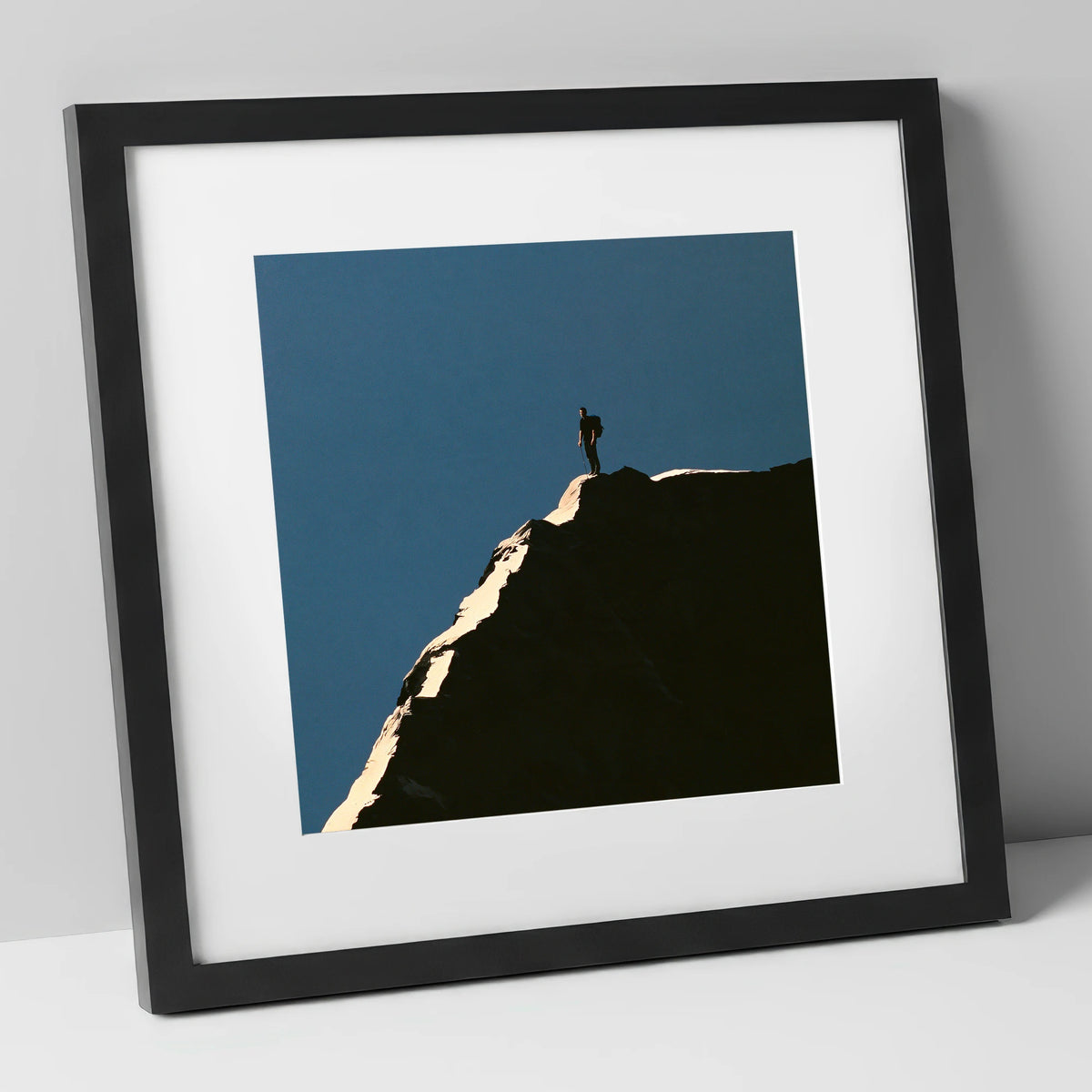 Lone Walker on Striding Edge lake district walking art print in black frame