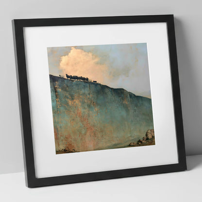 Herdwicks on a Fell Skyline lake district wildlife art print in black frame