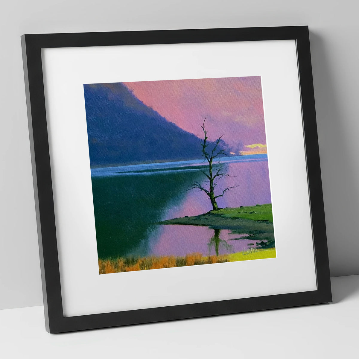 Vivid Sunset Over Bassenthwaite Lake lake district lake art print in black frame