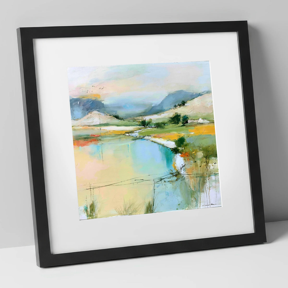 Golden Evening on the Fells lake district sky art print in black frame