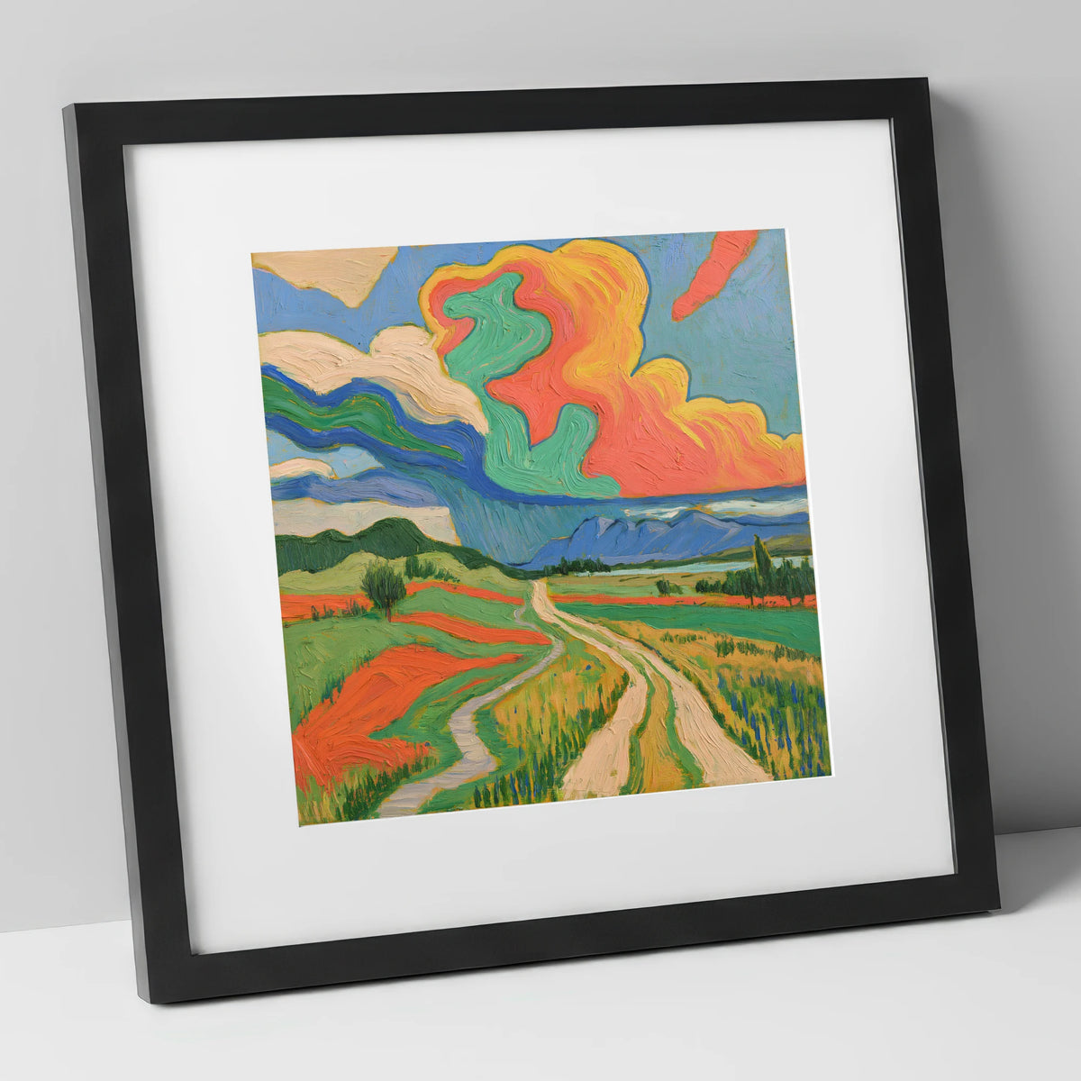 Vivid Storm Over the Fells lake district sky art print in black frame