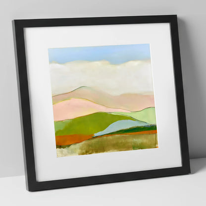 Abstract Rolling Fells Under Cloud lake district fell art print in black frame