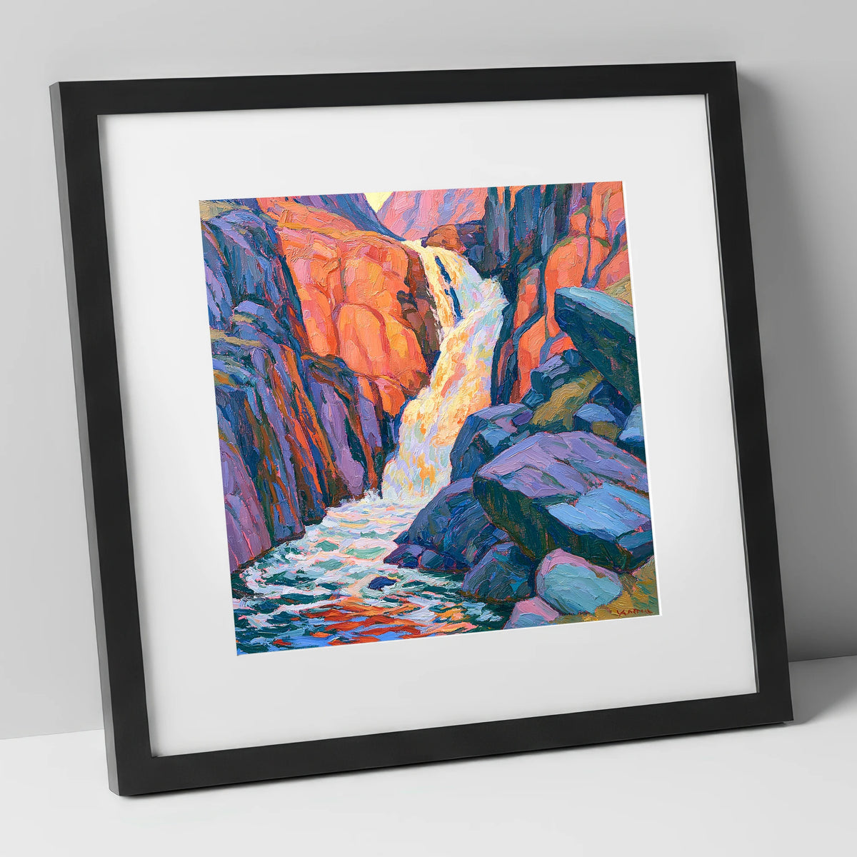 Vibrant Lake District Waterfall Cascade lake district waterfall art print in black frame