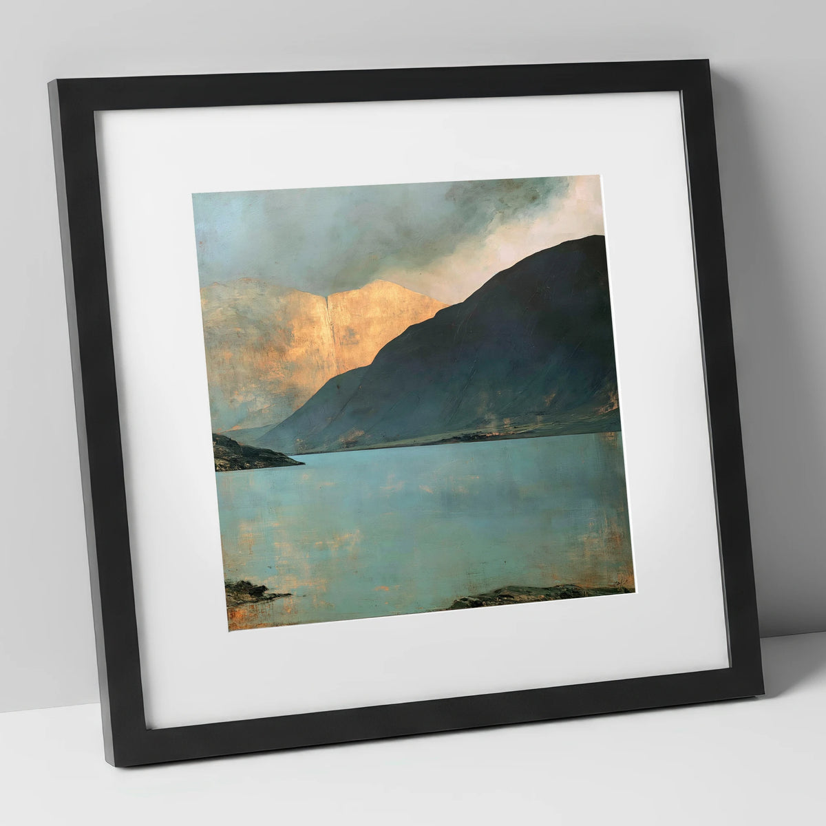 Golden Light On Wastwater Screes lake district lake art print in black frame