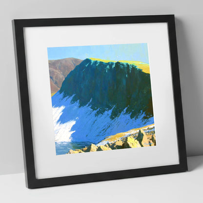 Winter Sunlight on Dow Crag lake district fell art print in black frame