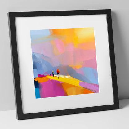 Fell Walkers on Vivid Ridge lake district fell art print in black frame