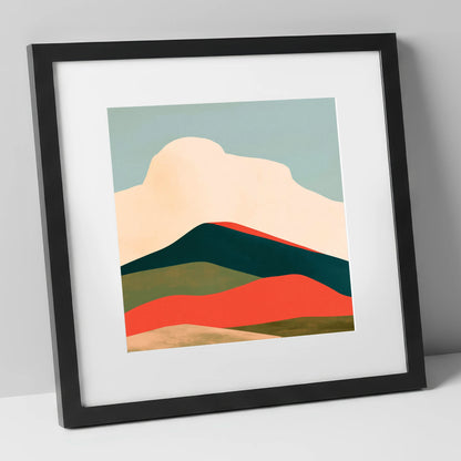 Graphic Fells Under Cloud lake district fell art print in black frame