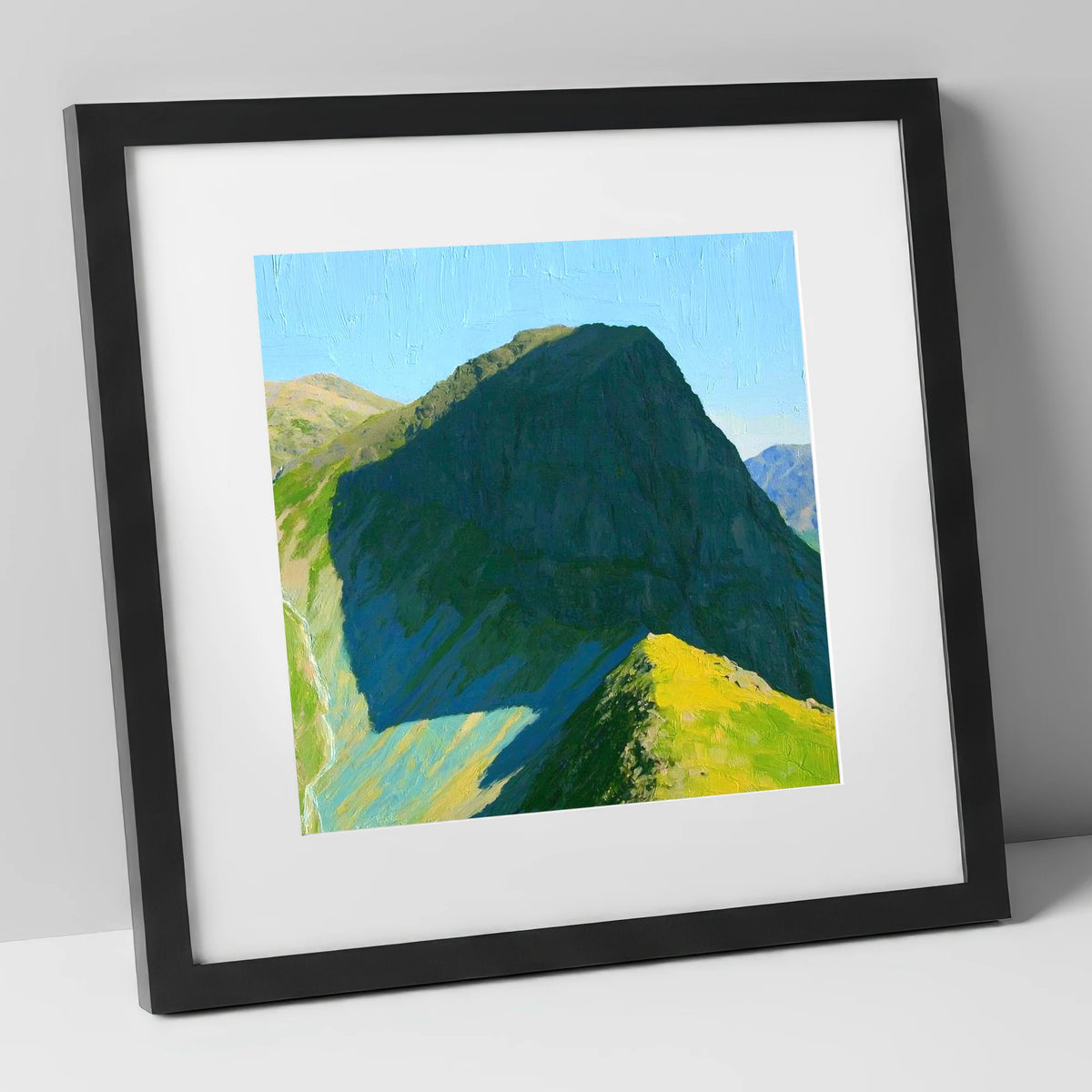 Sunlit Ridge on High Raise lake district fell art print in black frame