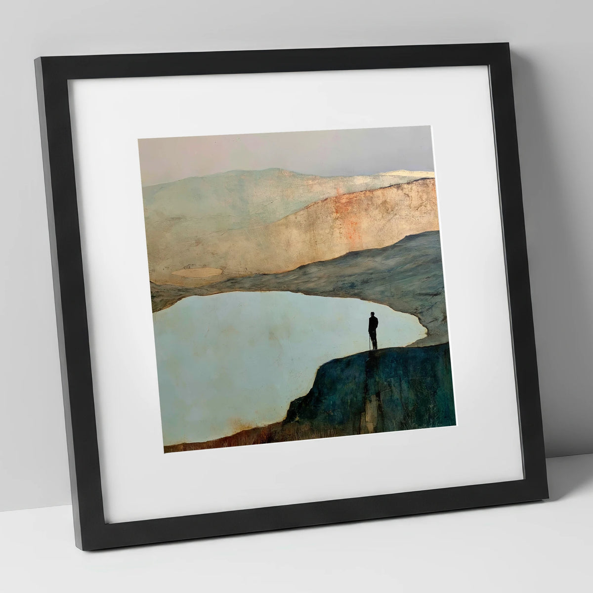 Haystacks Walker Beside Innominate Tarn lake district fell art print in black frame