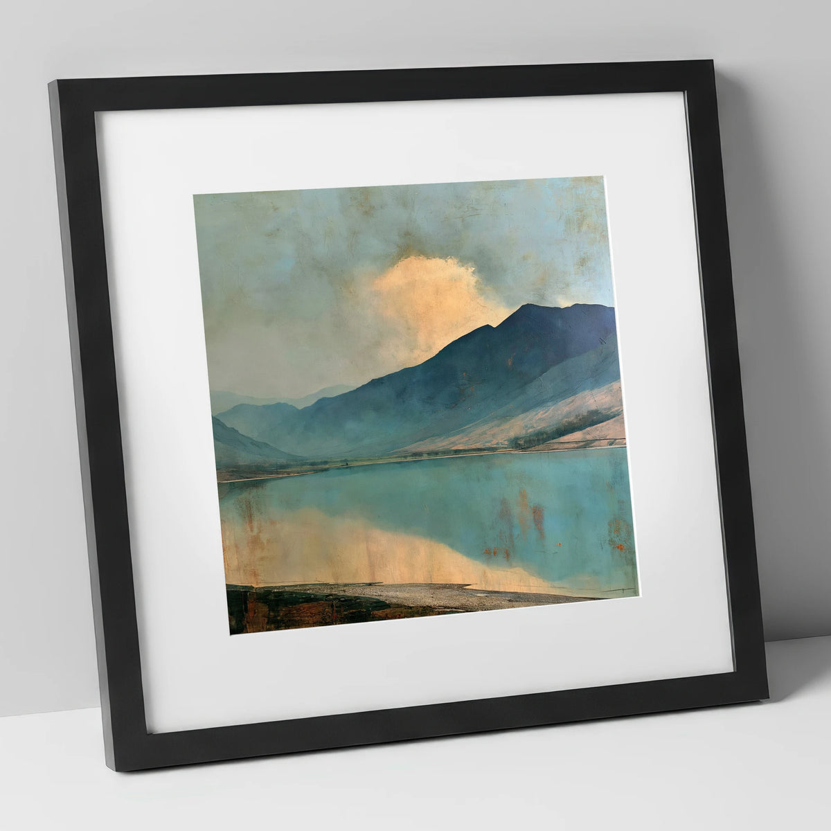 Cloud Break Over Crummock Water lake district lake art print in black frame