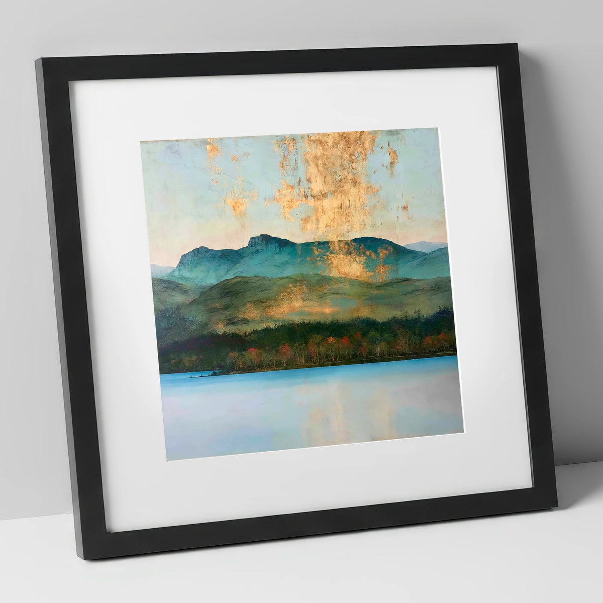 Gilded Sky Over Windermere lake district lake art print in black frame