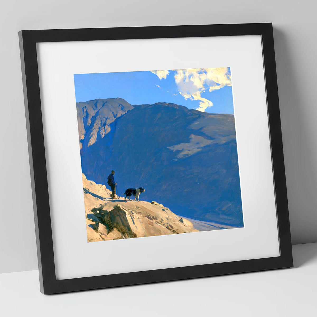 Great Gable Walker and Dog gifts for dog walkers art print in black frame