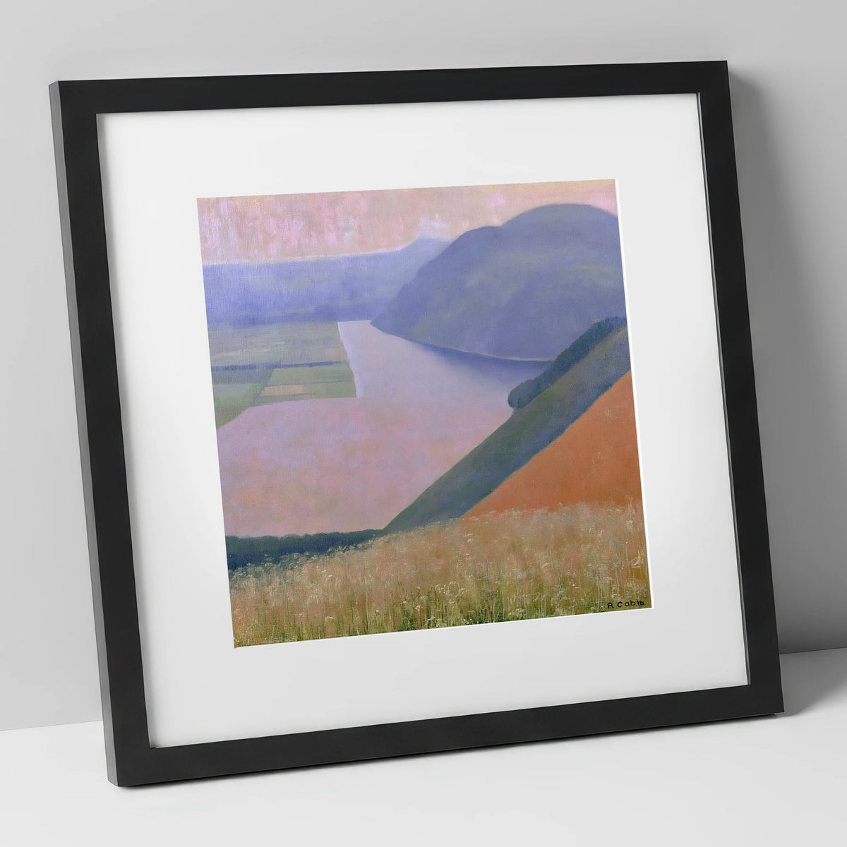Lavender Dusk Over Bassenthwaite Lake lake district lake art print in black frame