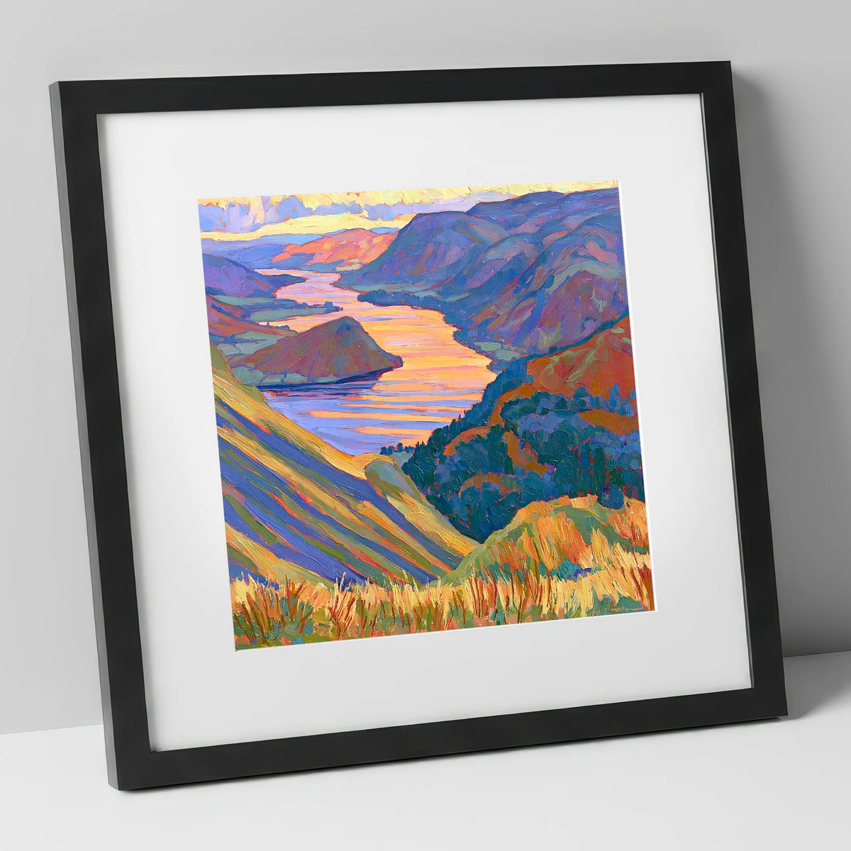 Vivid Sunset Over Ullswater lake district lake art print in black frame