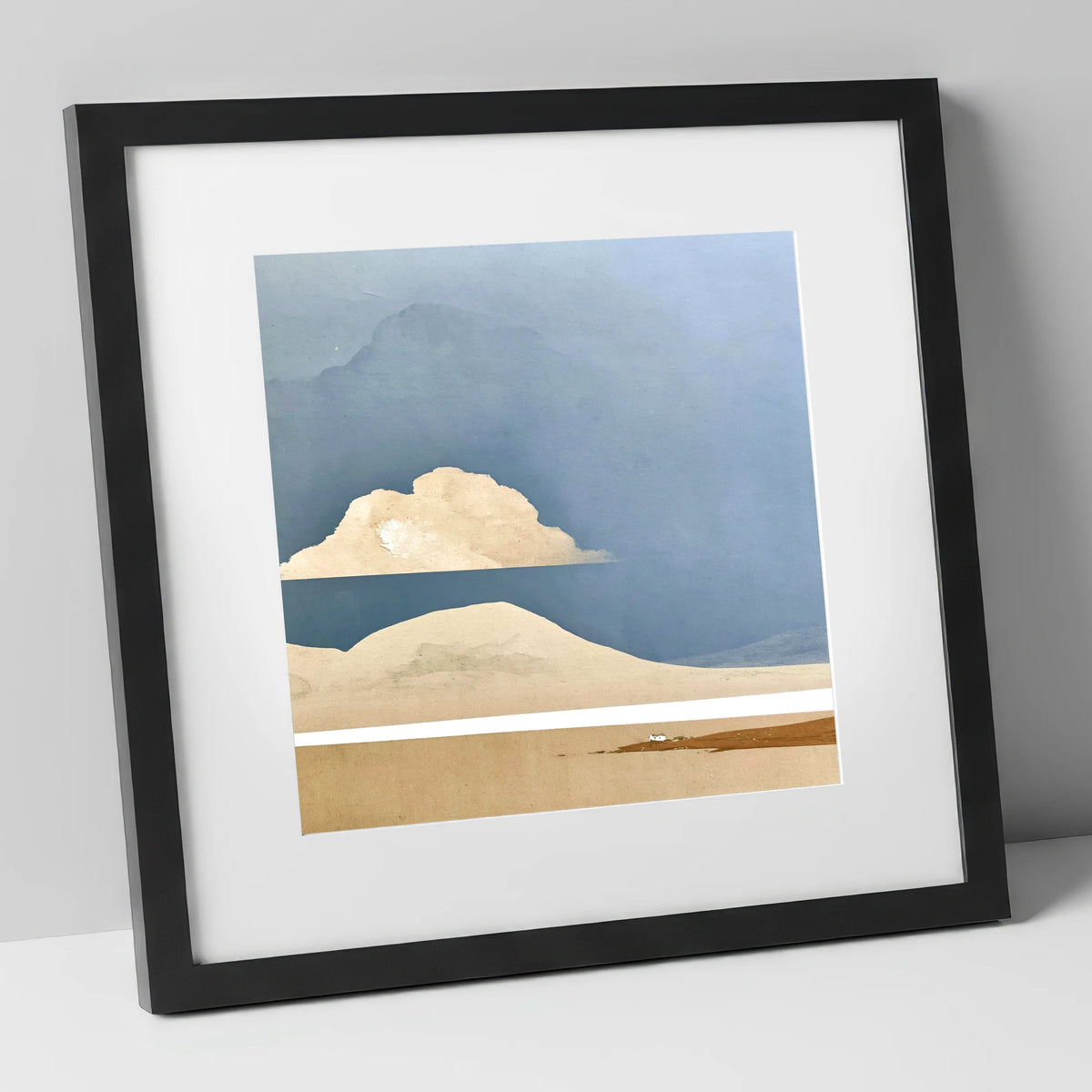 Isolated Farmhouse Beneath Blue Fells lake district sky art print in black frame