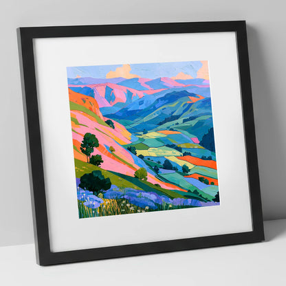 Vibrant Fells in Golden Light lake district sky art print in black frame