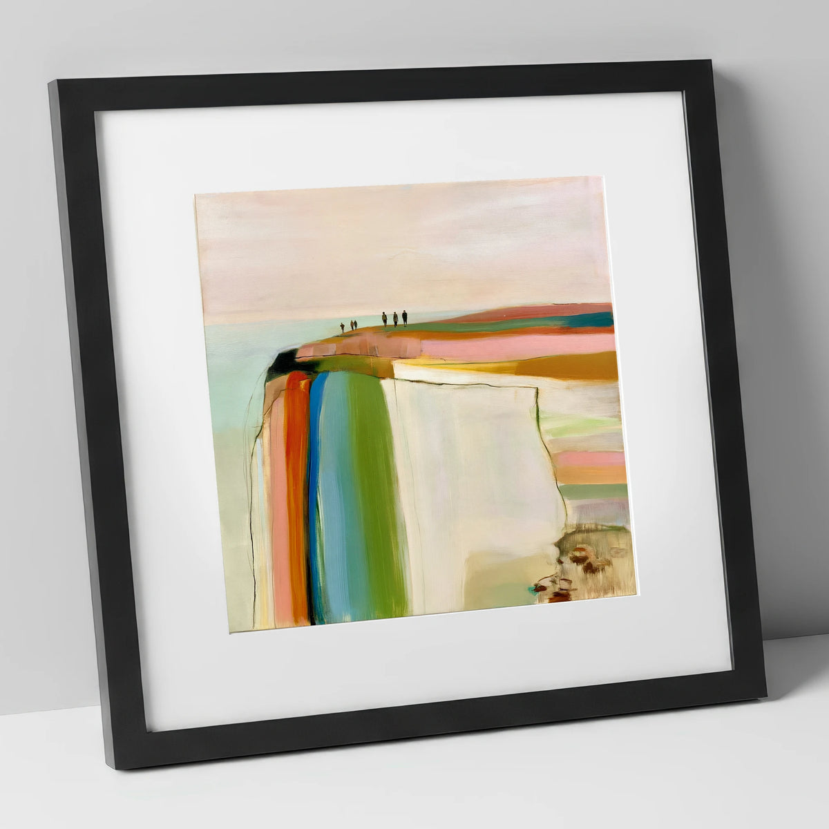 Vibrant Fell Top Walkers lake district fell art print in black frame