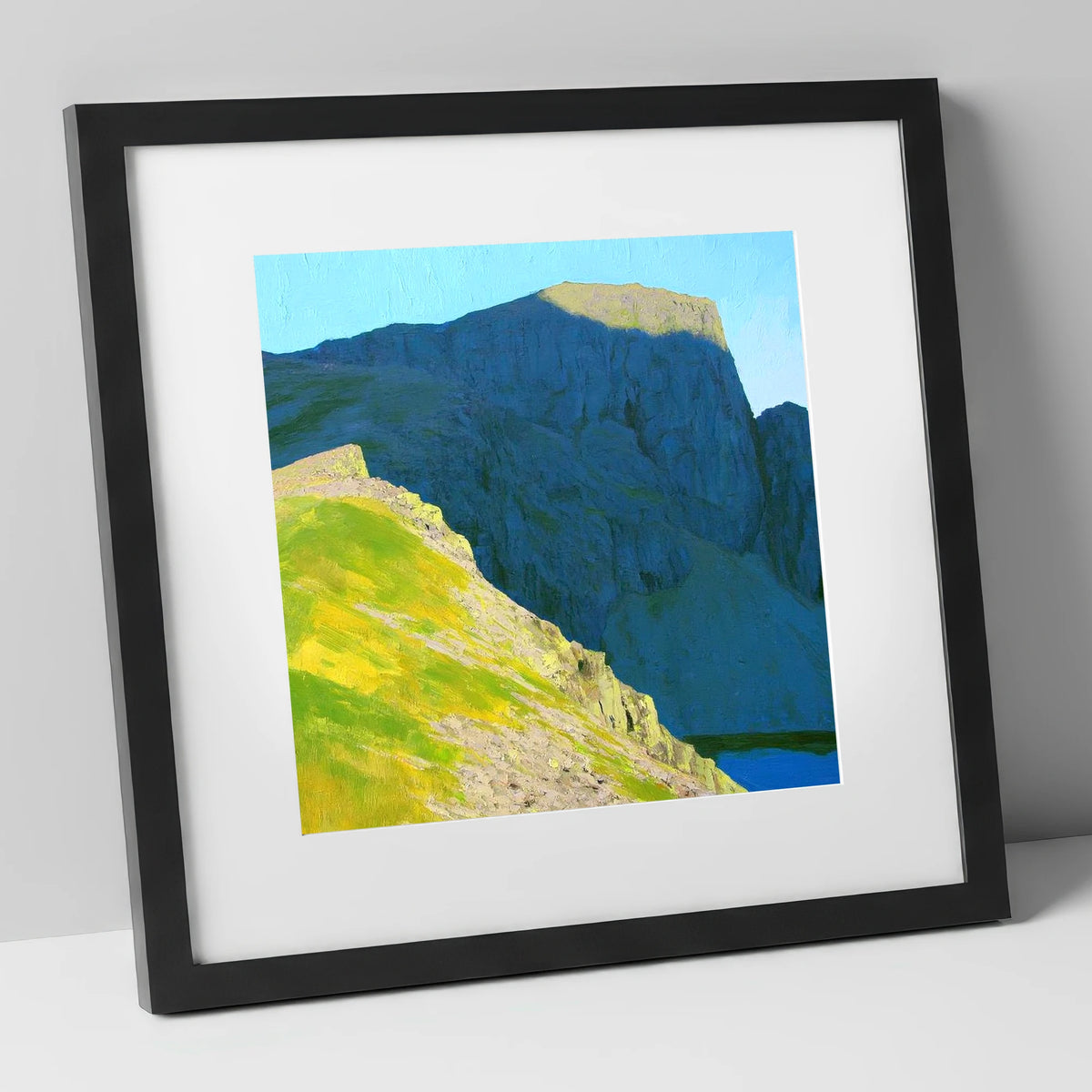 Sunlit Ridge Below Pillar Crags lake district fell art print in black frame