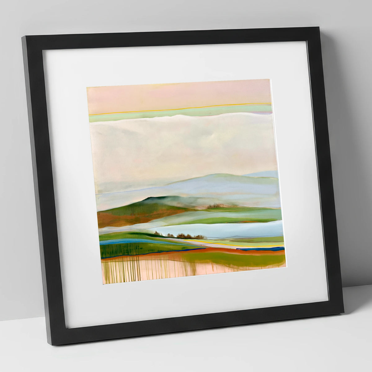 Layered Rolling Fells Under Cloud lake district fell art print in black frame