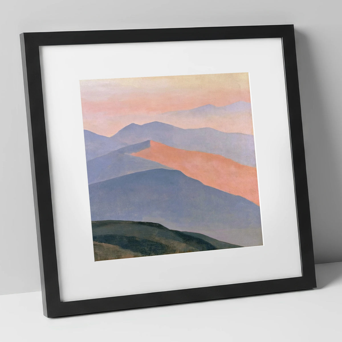 Pastel Fells from the Summit lake district fell art print in black frame
