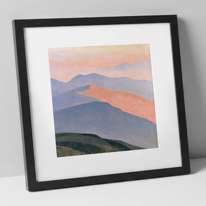 Pastel Fells from the Summit lake district fell art print in black frame