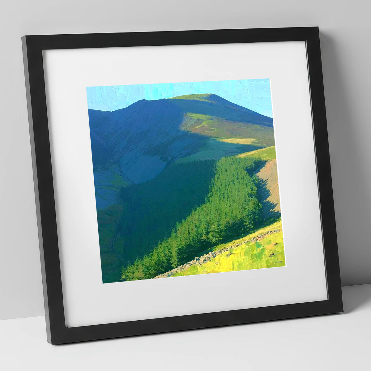 Vibrant Shadows Over Lord's Seat lake district fell art print in black frame