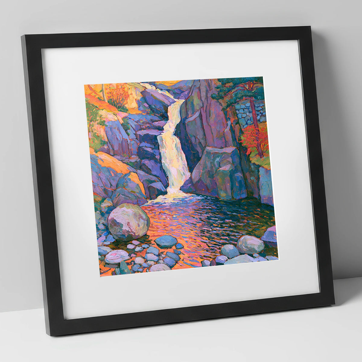 Luminous Lake District Waterfall lake district waterfall art print in black frame