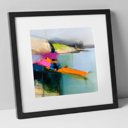 Vibrant Orange Kayak on the Lake lake district walking art print in black frame