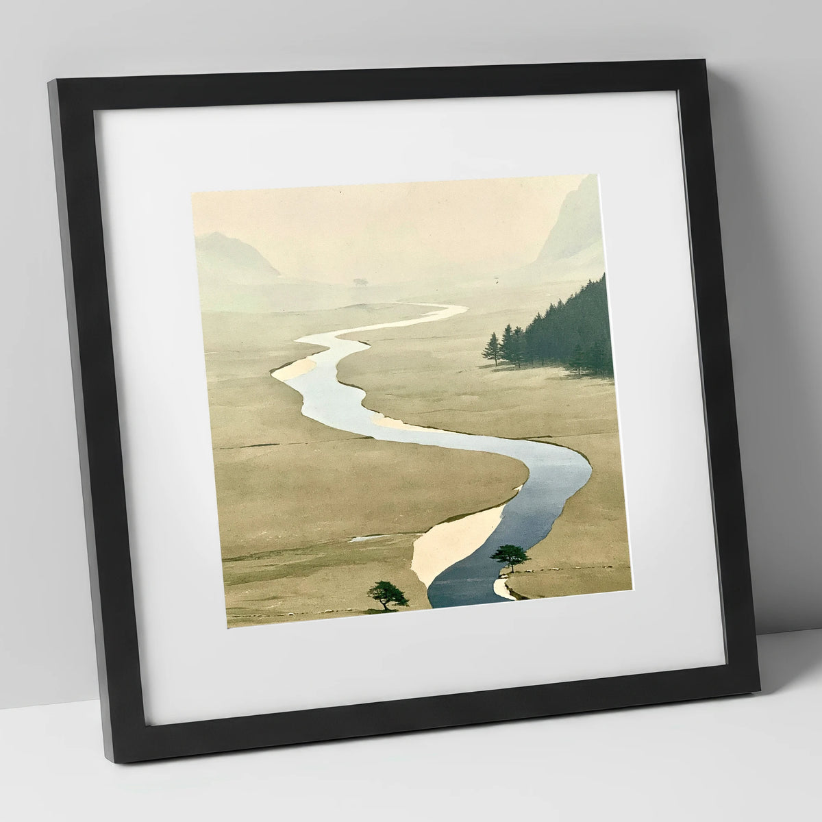 Winding Beck in Ochre Valley lake district waterfall art print in black frame