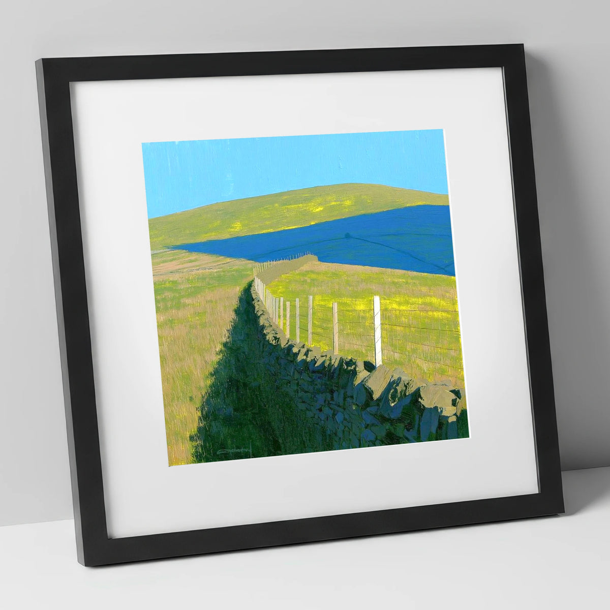 Vibrant Shadows on Loadpot Hill lake district fell art print in black frame