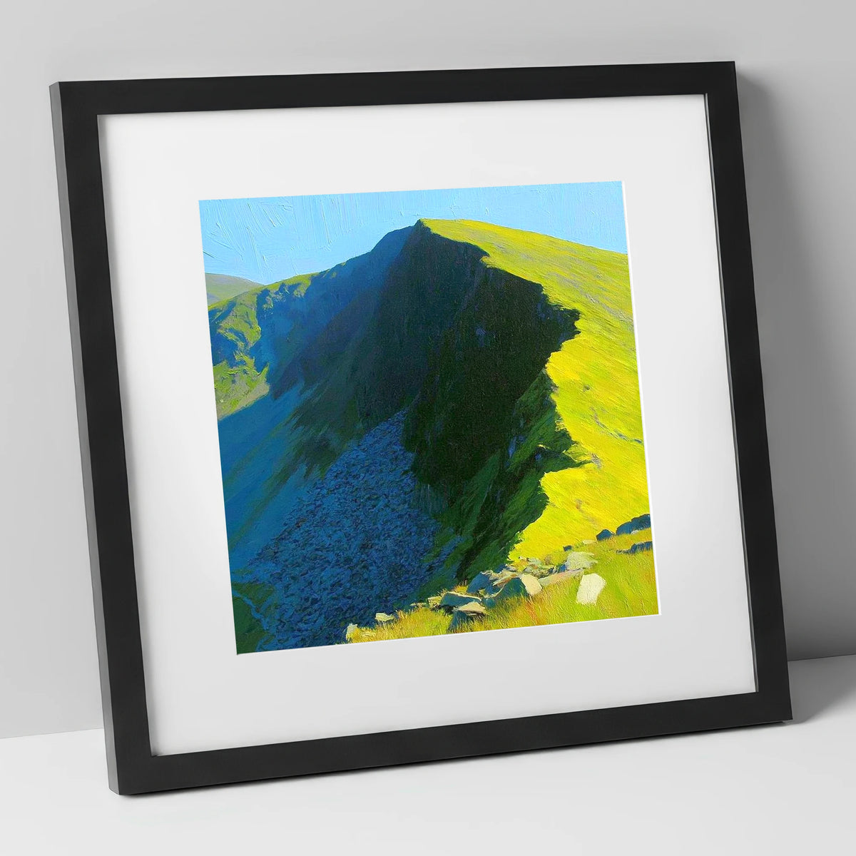 Radiant Light on Dollywaggon Pike lake district fell art print in black frame