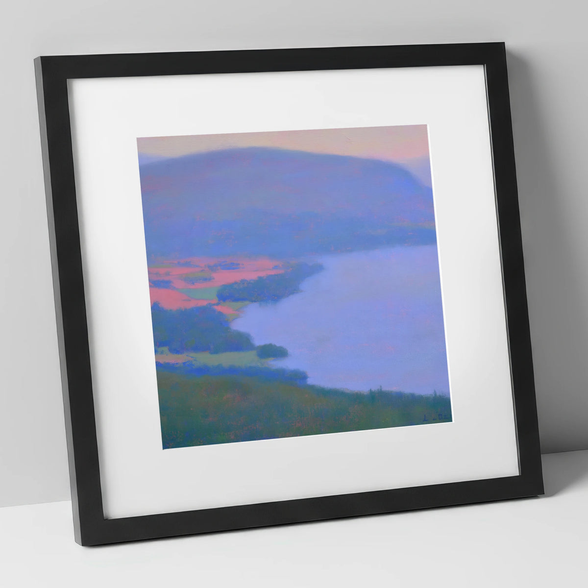 Pastel Skies Over Bassenthwaite Lake lake district lake art print in black frame