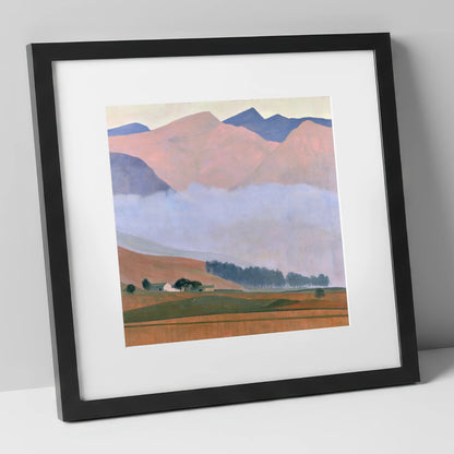 Pink Fells Above Valley Cloud lake district fell art print in black frame