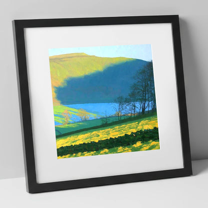 Sunlight on Blake Fell Ridge lake district fell art print in black frame