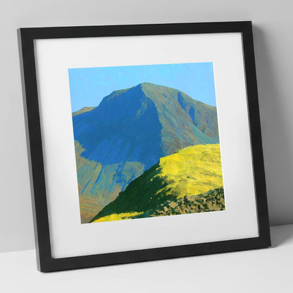 Sunlit Ridge Below Kirk Fell lake district fell art print in black frame