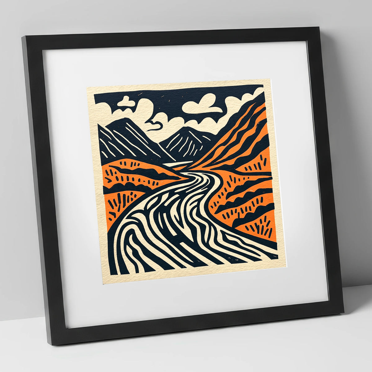 Bold Terracotta Kirkstone Pass lake district valley art print in black frame