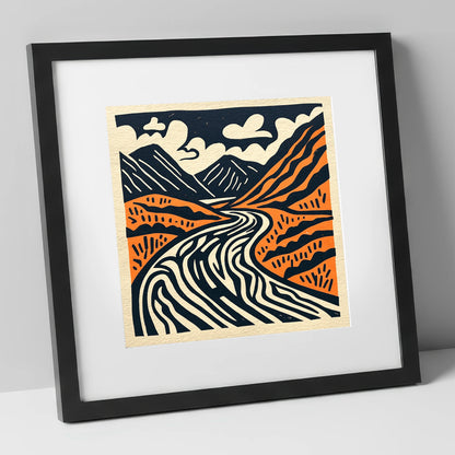 Bold Terracotta Kirkstone Pass lake district valley art print in black frame