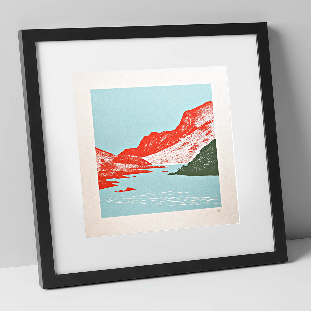 Red Fells of Eskdale Valley lake district valley art print in black frame