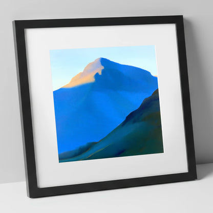 Great Gable in Bold Blue lake district fell art print in black frame